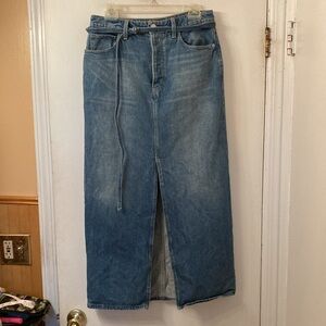 BR Blue Denim Maxi Skirt with Front Slit